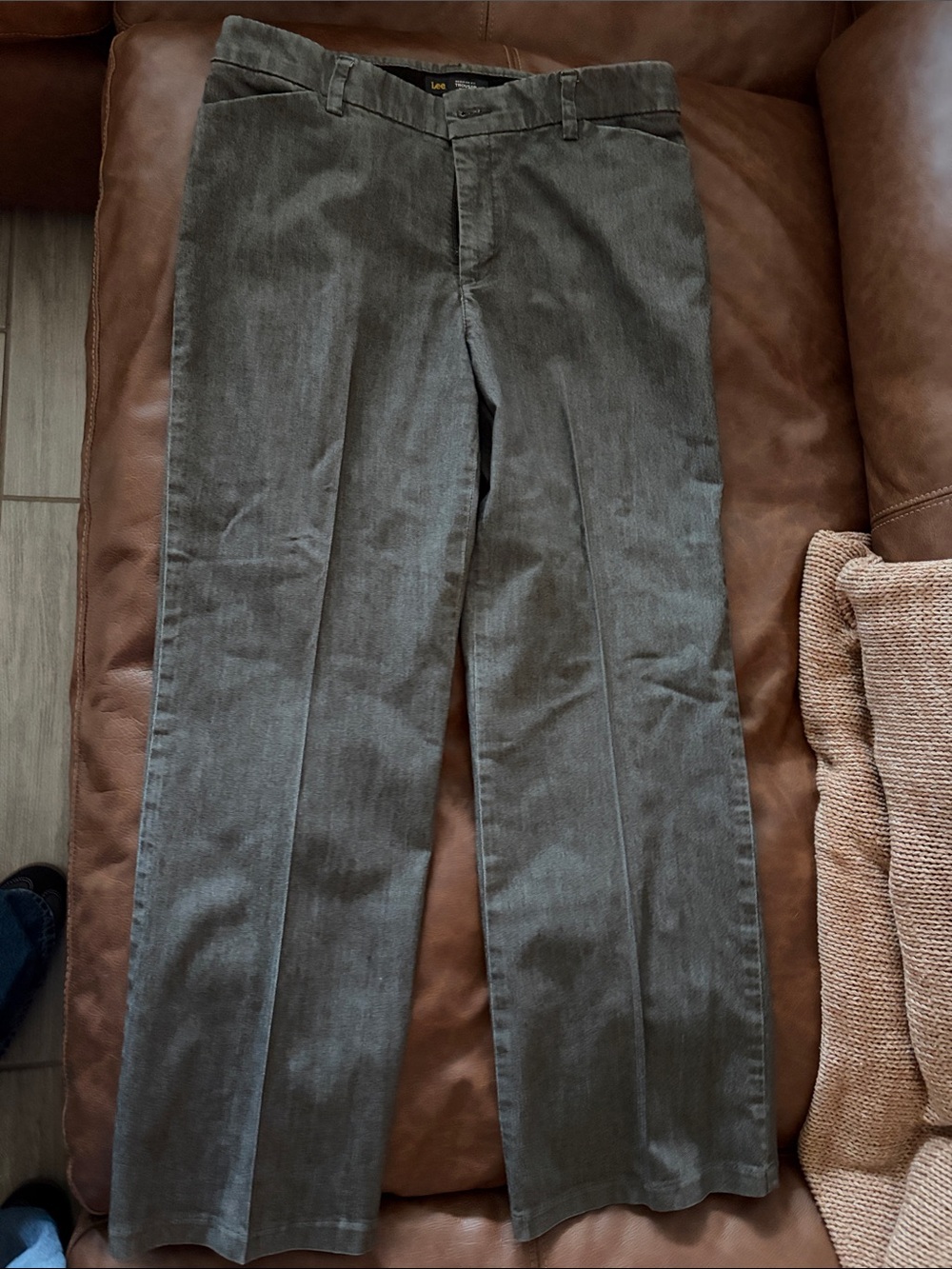 Lee Women's Gray Corduroy Straight-Leg Trousers